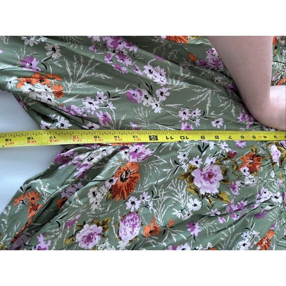 NWT By Anthropologie Wide-Leg Pants Floral Print Olive Green Size 6 - Picture 5 of 9